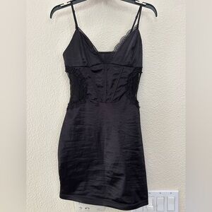 Little black satin mini dress size XS adjustable straps